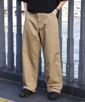BA01 LITE WORK PANTS / パンツ ボトムス カーブ ワイド ワンポイント ツイル ベージュ