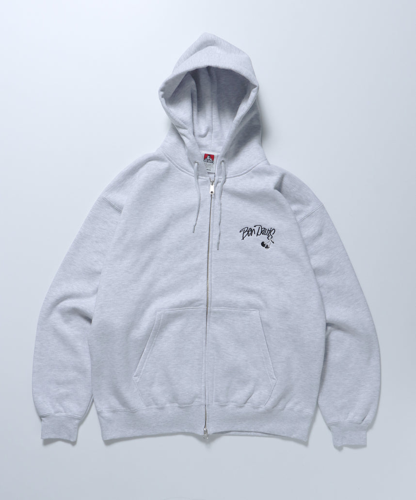 WALL TAGGING ZIP HOODIE / フーディ スウェット ジップパーカー ワイドシルエット オフホワイト