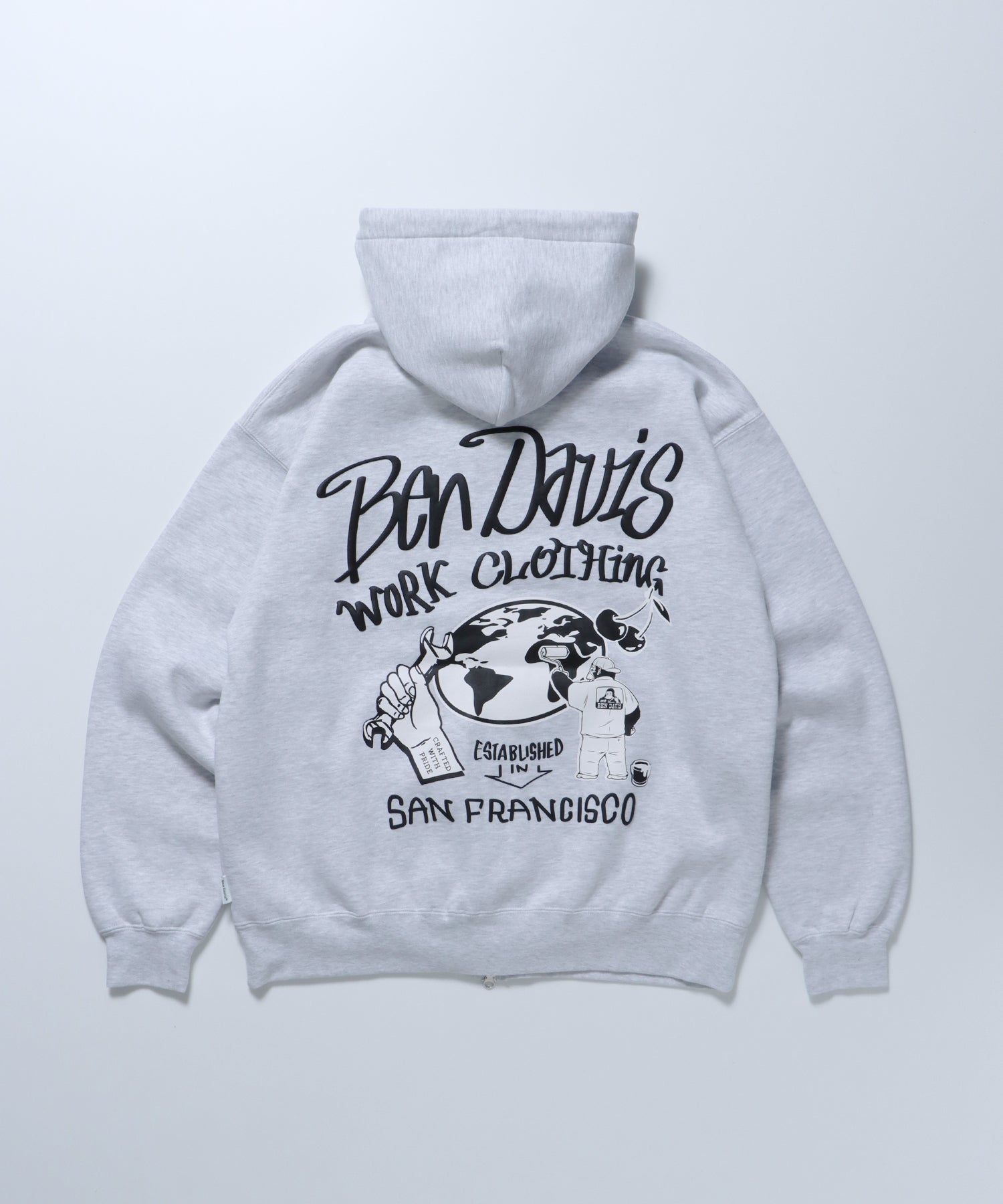 WALL TAGGING ZIP HOODIE / フーディ スウェット ジップパーカー ワイドシルエット オフホワイト