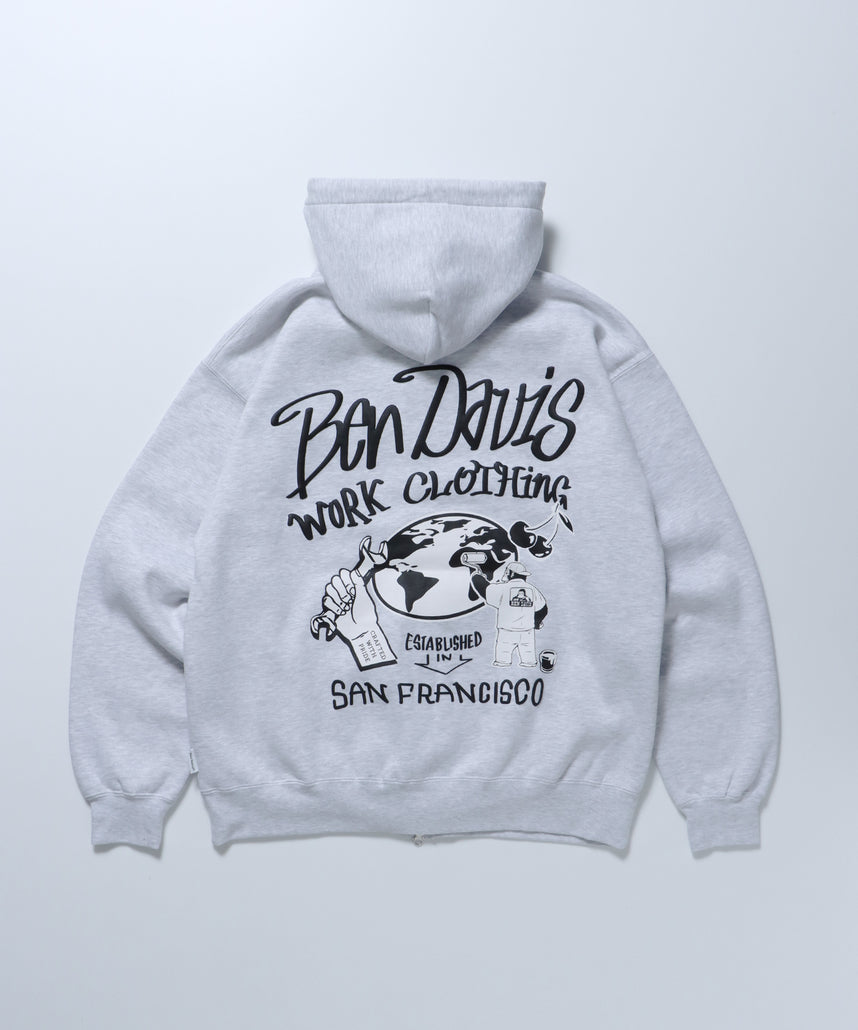 WALL TAGGING ZIP HOODIE / フーディ スウェット ジップパーカー ワイドシルエット オフホワイト