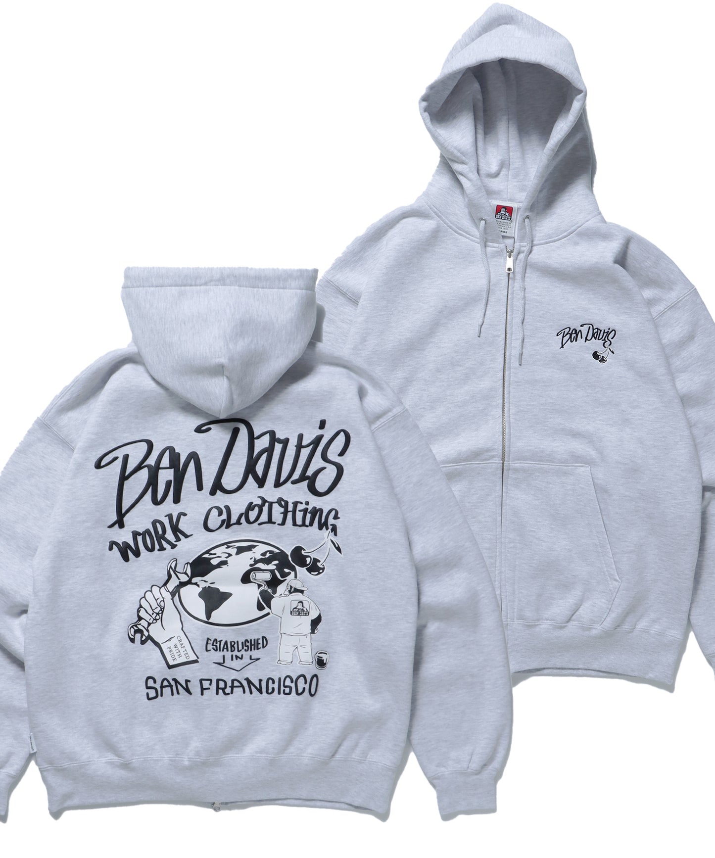 WALL TAGGING ZIP HOODIE / フーディ スウェット ジップパーカー ワイドシルエット オフホワイト