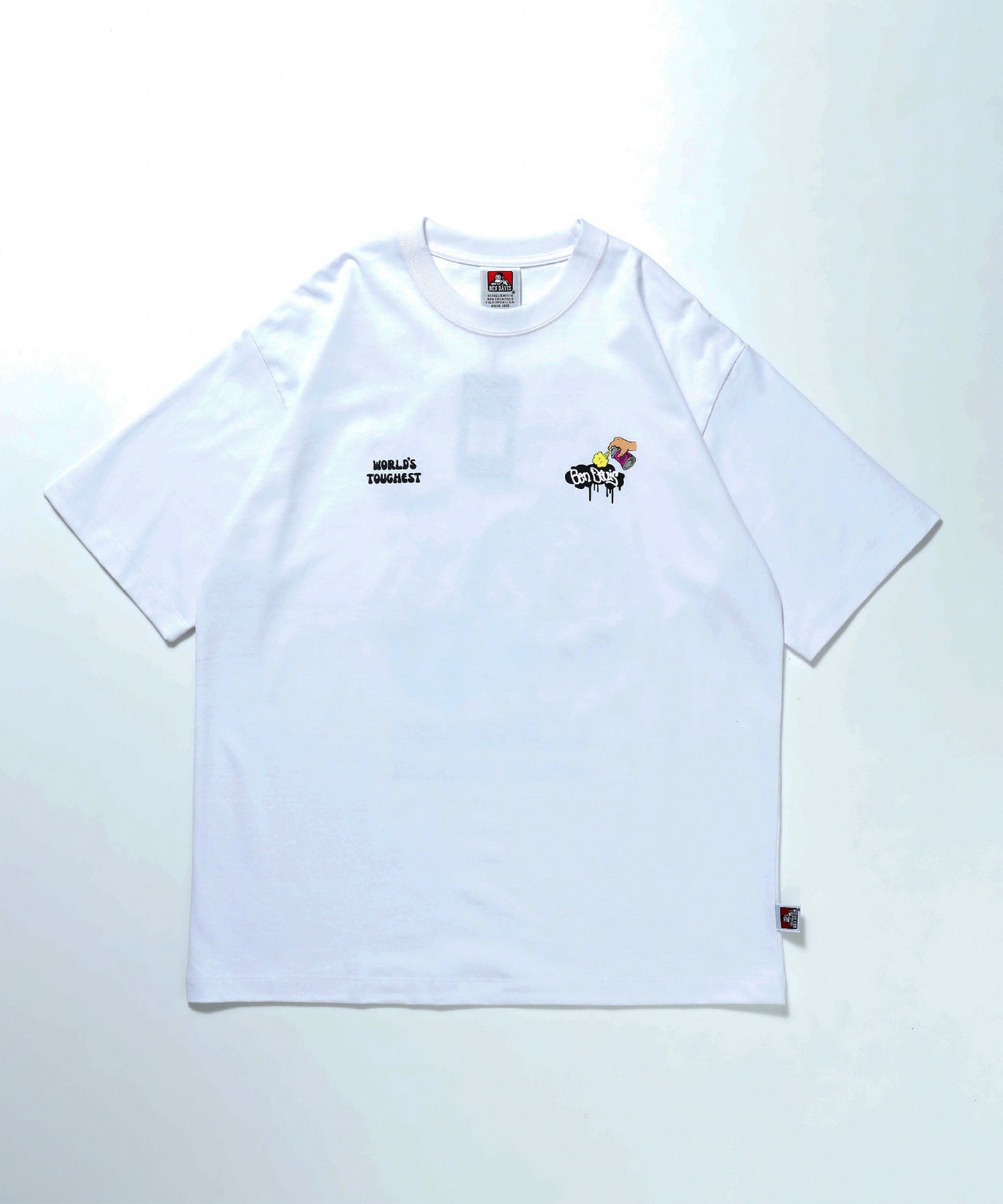 SPRAYED PEACE TEE / スプレー Tシャツ スマイル フラワー 発泡 プリント 半袖 ホワイト
