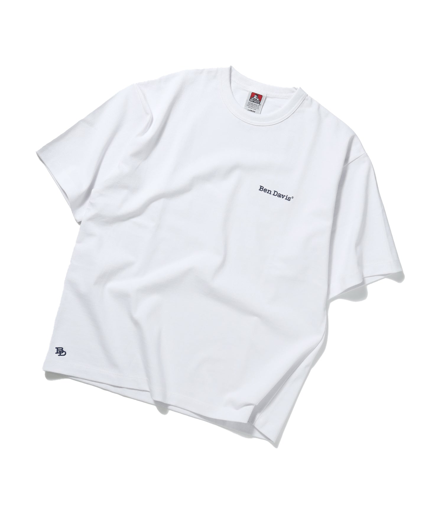 【BEN DAVIS(ベンデイビス)】NAVAL別注 エクストラヘビーオーバーT / 半袖 Tシャツ ワンポイント ブランドロゴ 刺繍 ホワイト