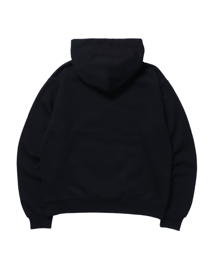 sqnz gingham applique pk / ジップパーカー 裏起毛 フーディ チェック ワッペン 刺繍 ブラック