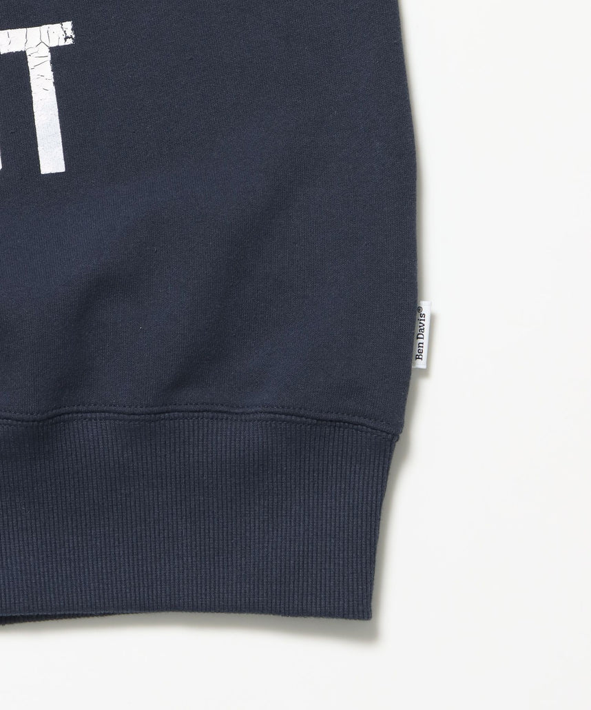70'S FIT CRACK LOGO CREW / スウェット クルーネック 裏毛 長袖 短丈 ロゴプリント ネイビー