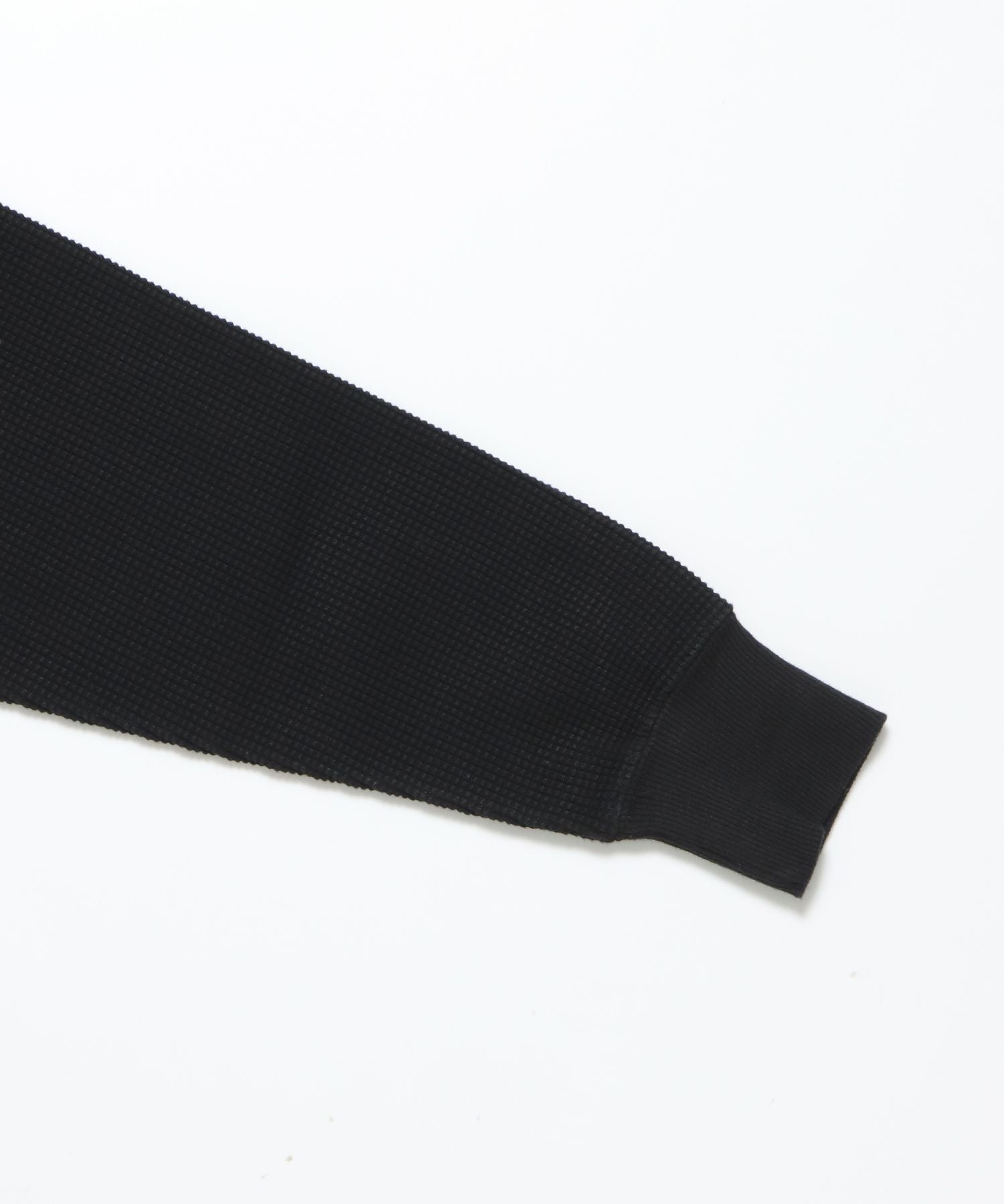 WAFFLE L/S CREW / ビッグシルエット ワッフル クルーネック 長袖 レイヤード ブラック