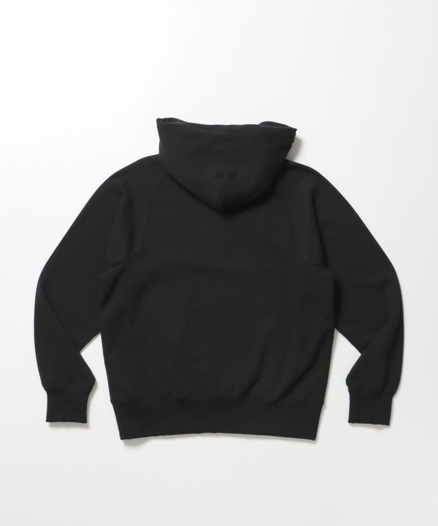 70’S FIT AFTER HOODIE / ビッグシルエット プルオーバー フーディ 裏毛 ワッフル 短丈 ブラック