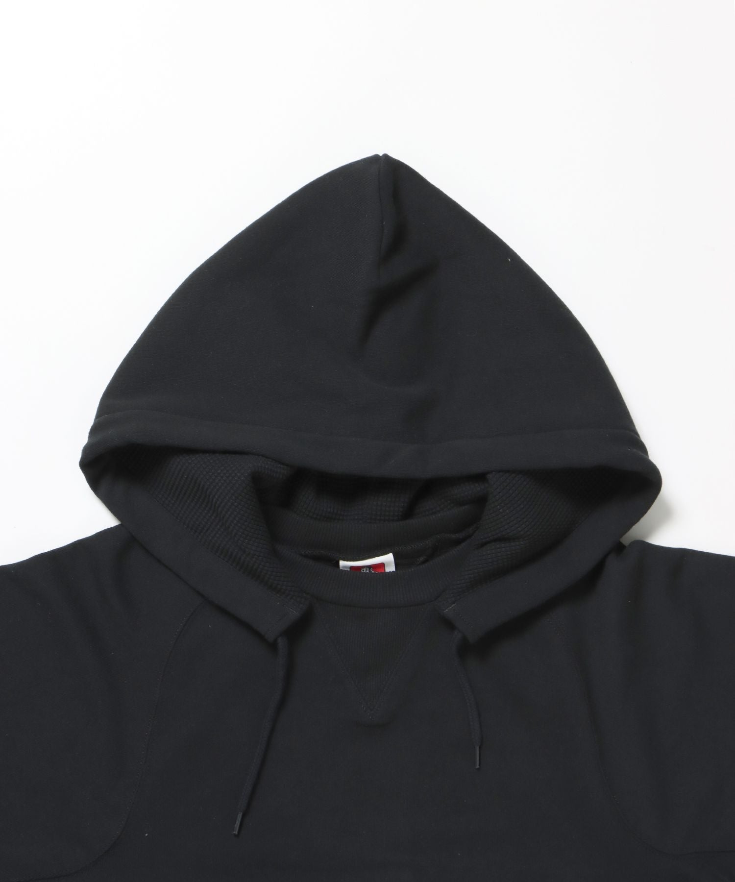 70’S FIT AFTER HOODIE / ビッグシルエット プルオーバー フーディ 裏毛 ワッフル 短丈 ブラック