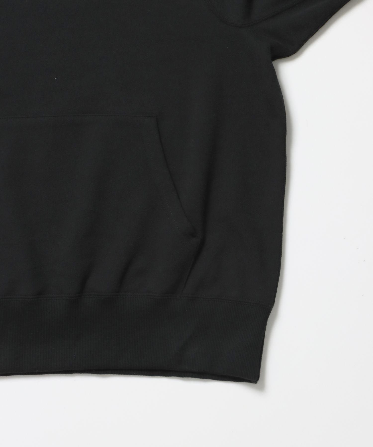 70’S FIT AFTER HOODIE / ビッグシルエット プルオーバー フーディ 裏毛 ワッフル 短丈 ブラック