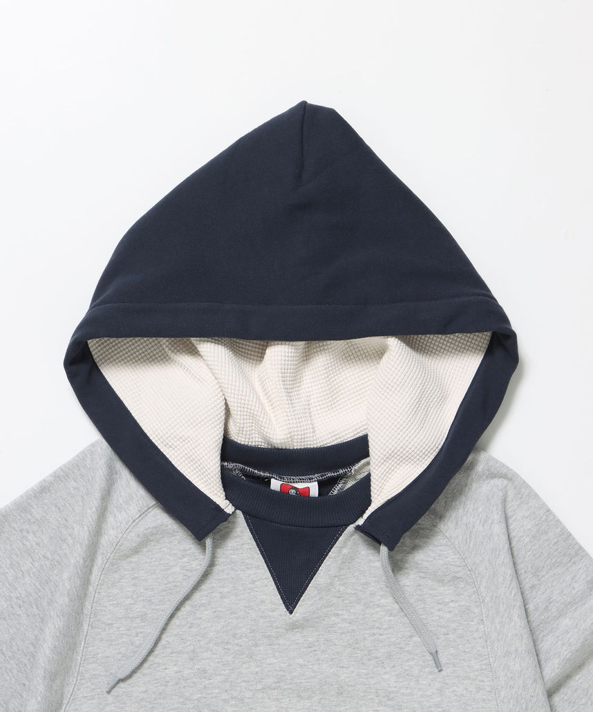 70’S FIT AFTER HOODIE / ビッグシルエット プルオーバー フーディ 裏毛 ワッフル 短丈 グレー