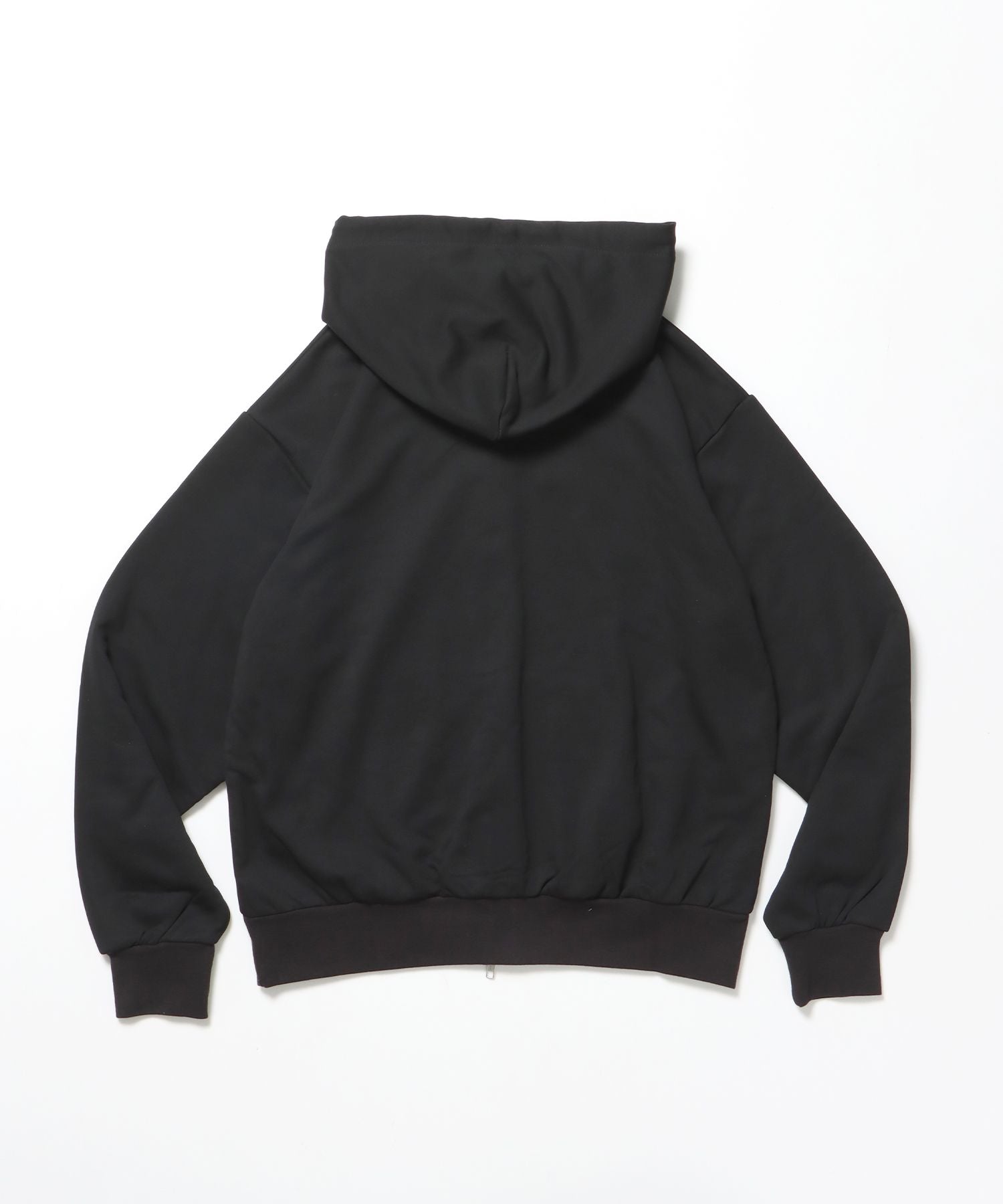 THERMAL LINED ZIP HOODIE / ダブルジップ ヘビーウェイト 短丈 裏毛 ワッフル フーディ ブラック
