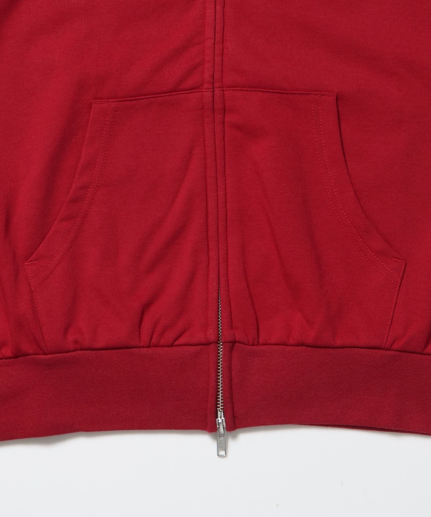 THERMAL LINED ZIP HOODIE / ダブルジップ ヘビーウェイト 短丈 裏毛 ワッフル フーディ ワイン