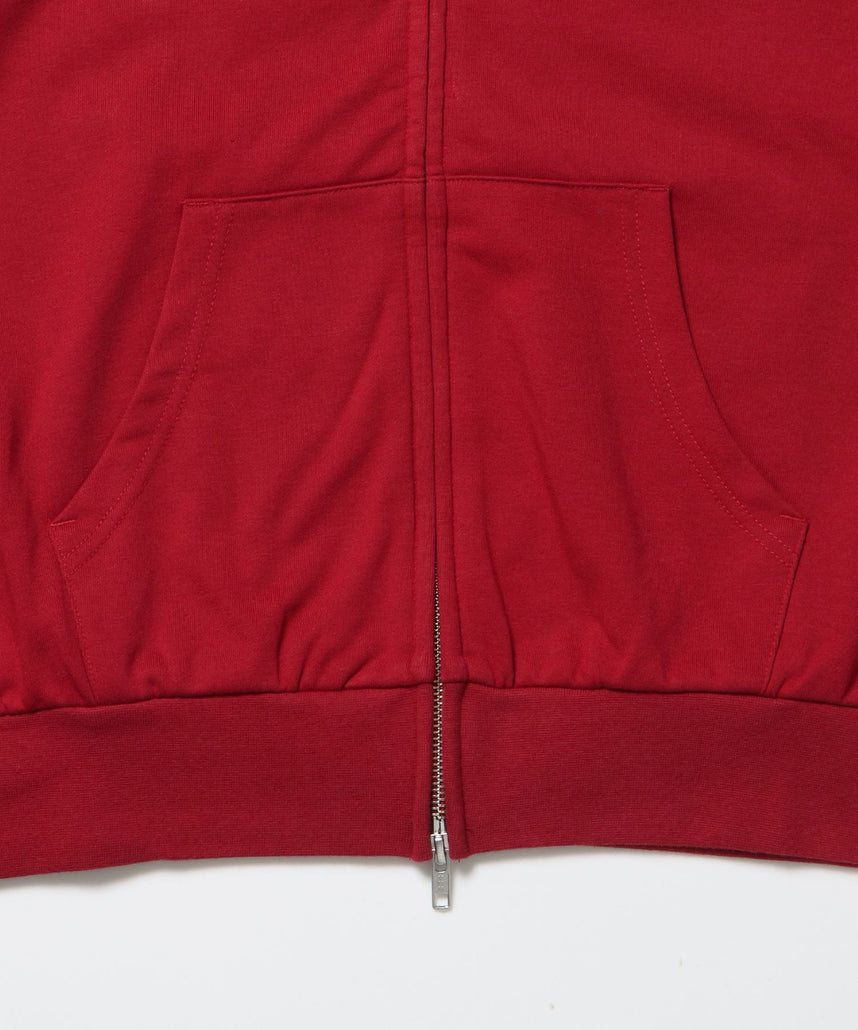 THERMAL LINED ZIP HOODIE / ダブルジップ ヘビーウェイト 短丈 裏毛 ワッフル フーディ ワイン