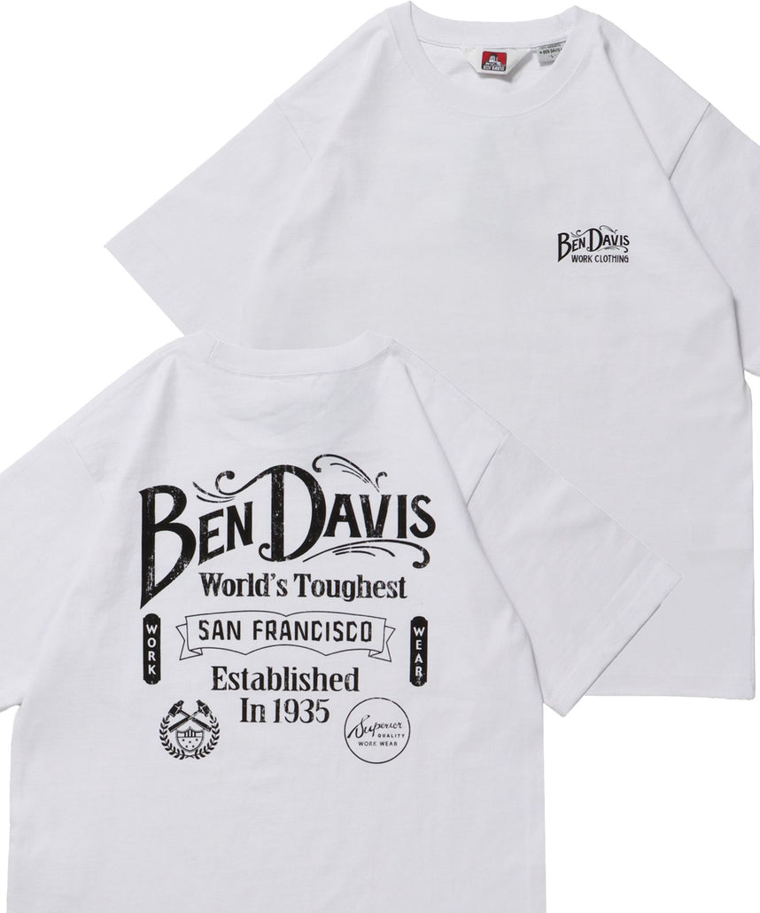 【BEN DAVIS(ベンデイビス)】CLASSIC LOGO TEE / クラシックフィット Tシャツ 半袖 クルーネック プリント ワンポイント ホワイト