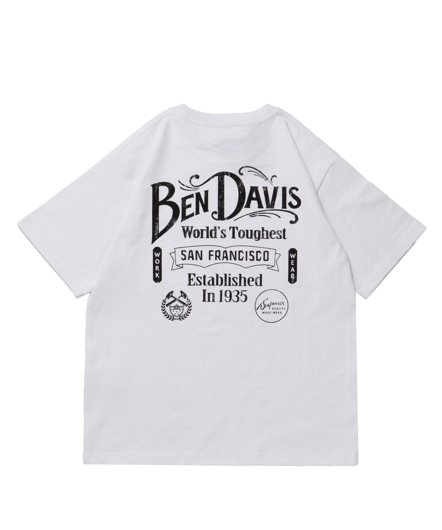 【BEN DAVIS(ベンデイビス)】CLASSIC LOGO TEE / クラシックフィット Tシャツ 半袖 クルーネック プリント ワンポイント ホワイト