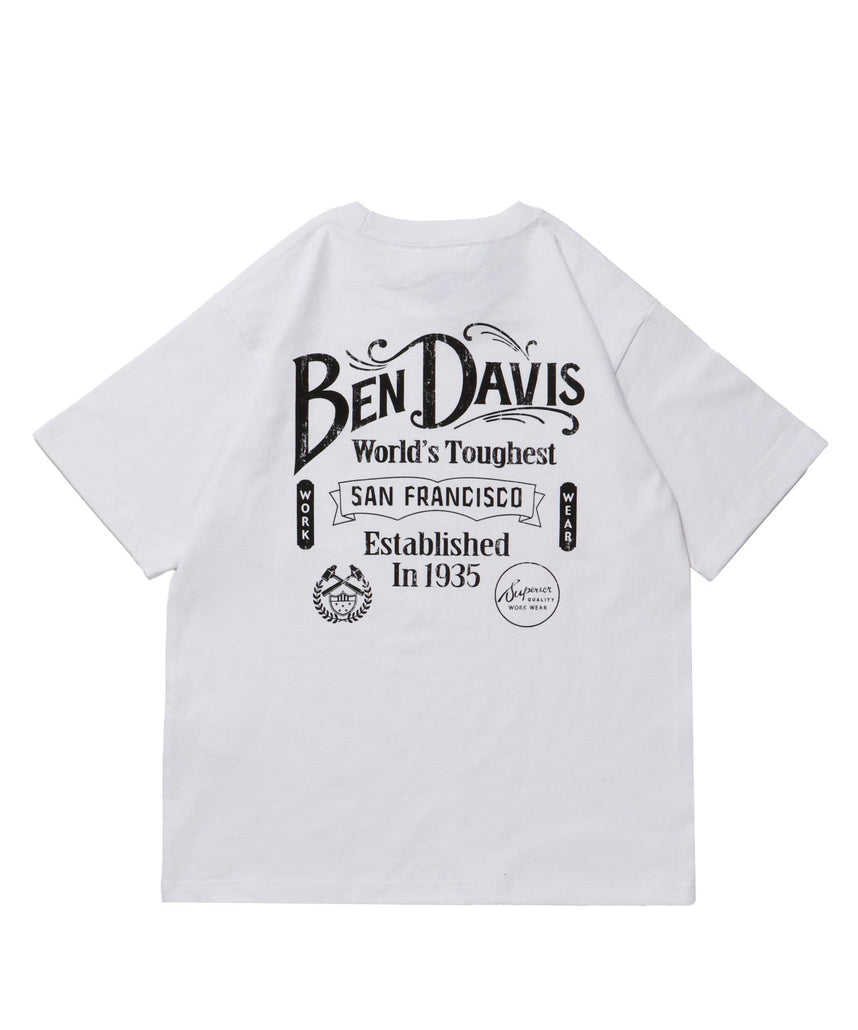 【BEN DAVIS(ベンデイビス)】CLASSIC LOGO TEE / クラシックフィット Tシャツ 半袖 クルーネック プリント ワンポイント ホワイト