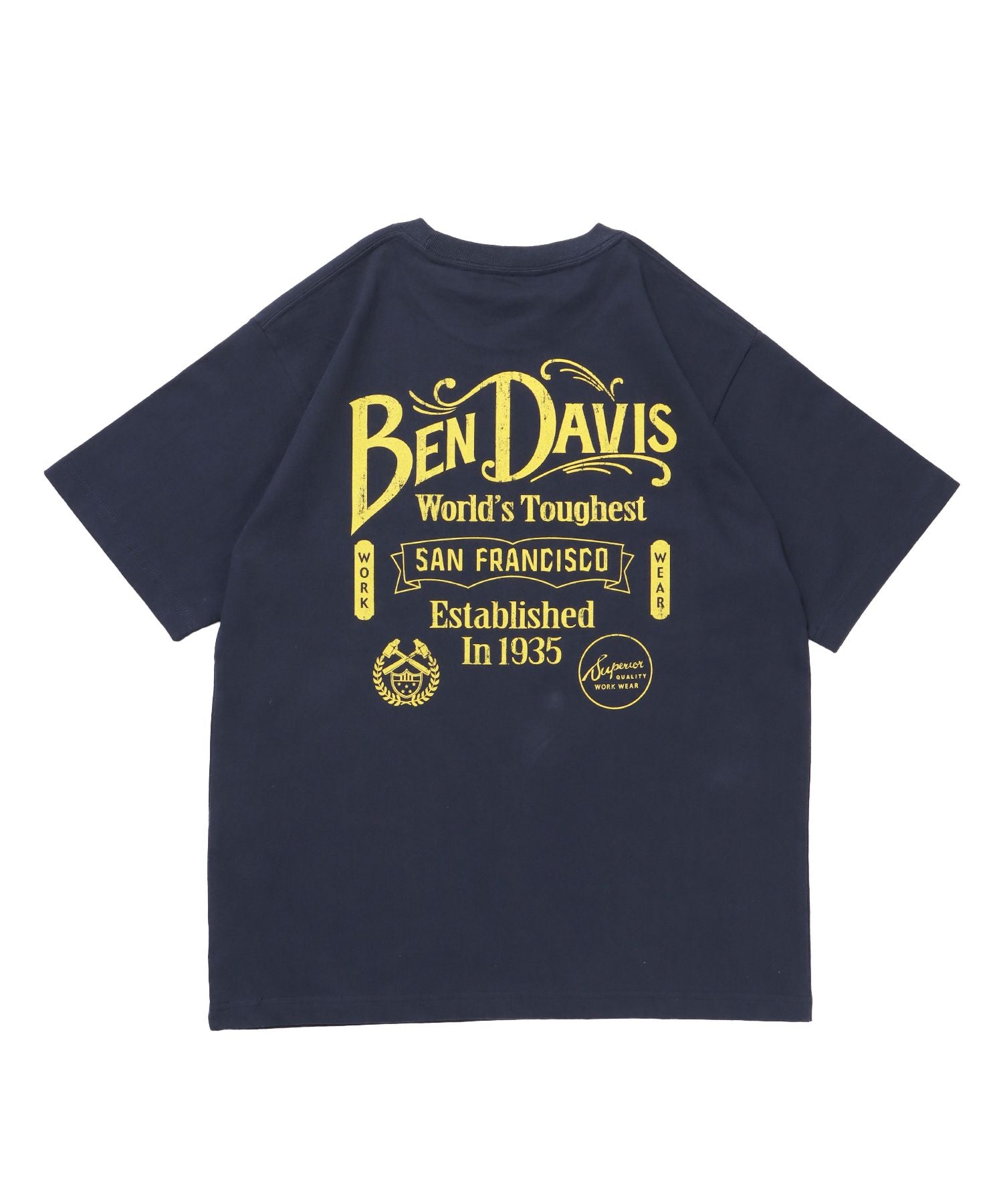 【BEN DAVIS(ベンデイビス)】CLASSIC LOGO TEE / クラシックフィット Tシャツ 半袖 クルーネック プリント ワンポイント ネイビー
