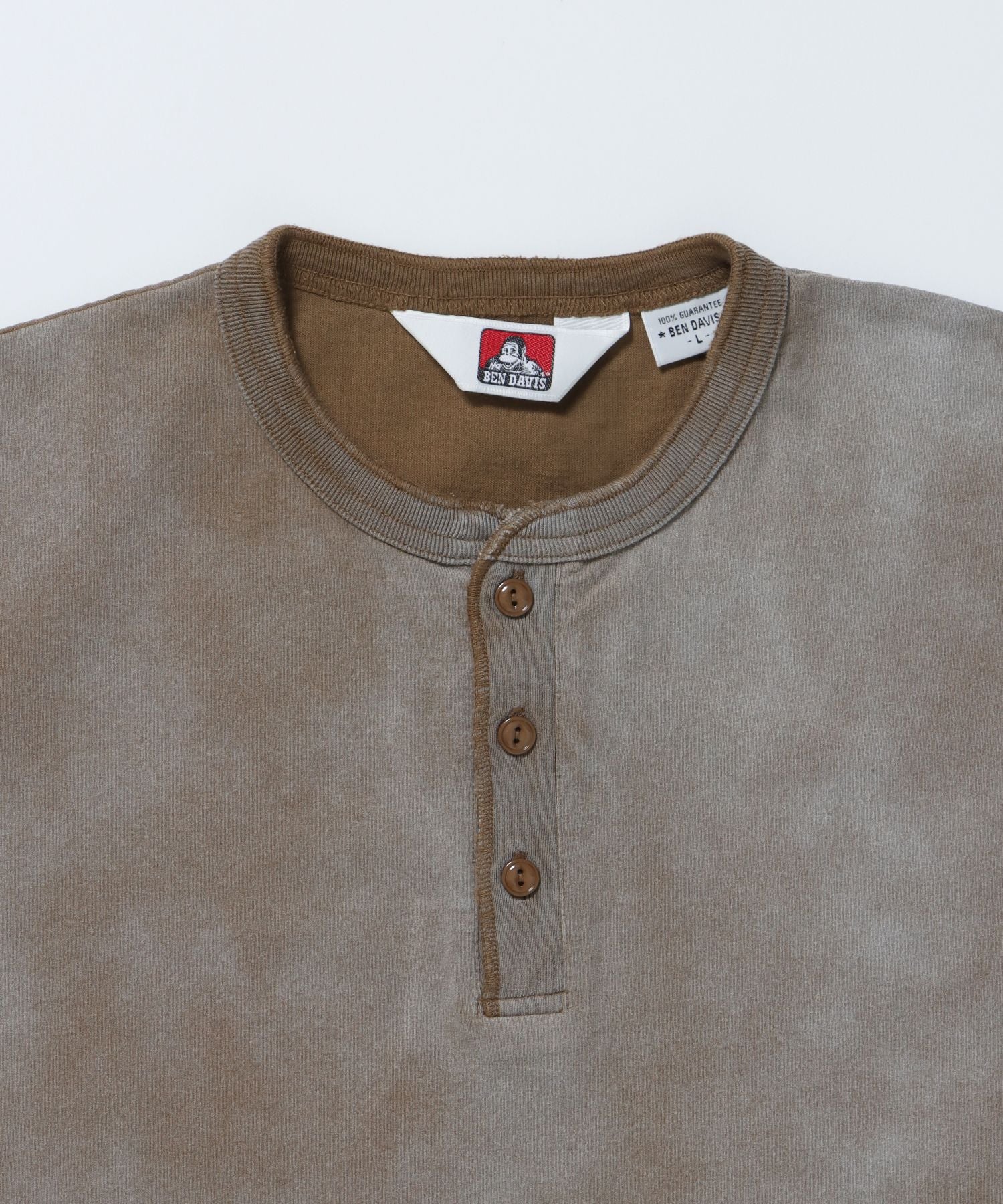 CLASSIC S/S HENLEY / Tシャツ ヘンリーネック 無地 シンプル ユニセックス 加工 ベージュ