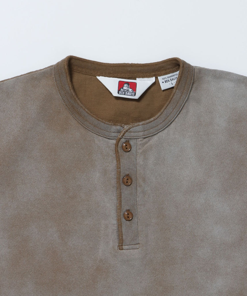 CLASSIC S/S HENLEY / Tシャツ ヘンリーネック 無地 シンプル ユニセックス 加工 ベージュ