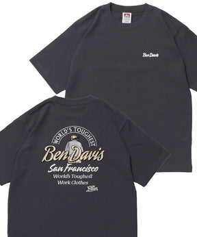【BEN DAVIS(ベンデイビス)】BD LABEL EMB TEE / Tシャツ クルーネック ワンポイント シンプル ユニセックス チャコール