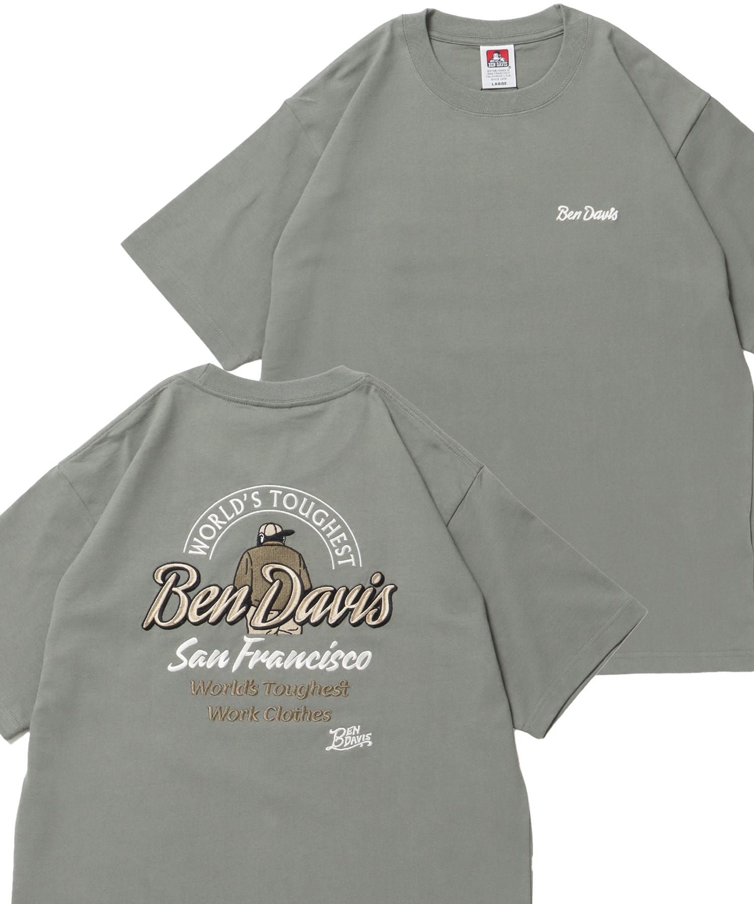 【BEN DAVIS(ベンデイビス)】BD LABEL EMB TEE グリーン