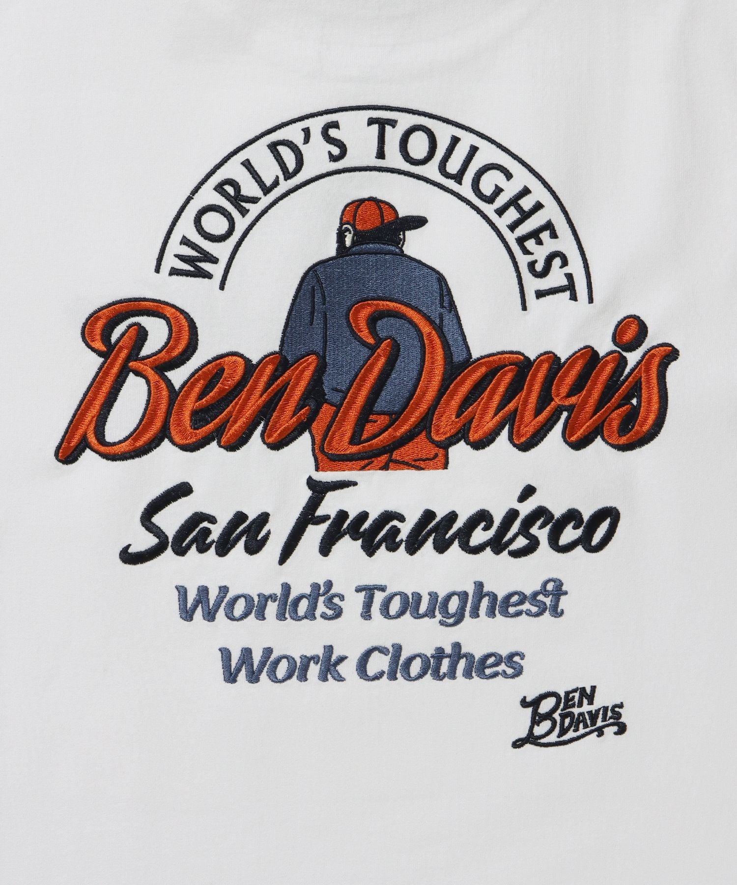 【BEN DAVIS(ベンデイビス)】BD LABEL EMB TEE / Tシャツ クルーネック ワンポイント シンプル ユニセックス ホワイト