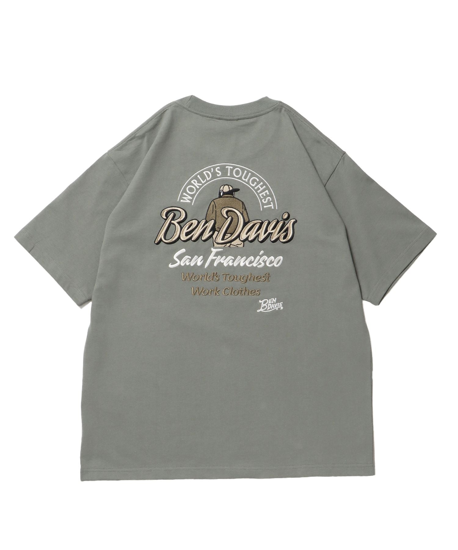 【BEN DAVIS(ベンデイビス)】BD LABEL EMB TEE グリーン
