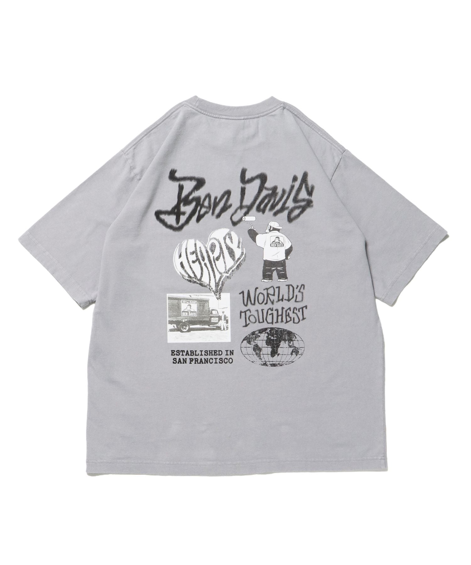 【BEN DAVIS(ベンデイビス)】TAGGING VNTG TEE(UF) ライトグレー