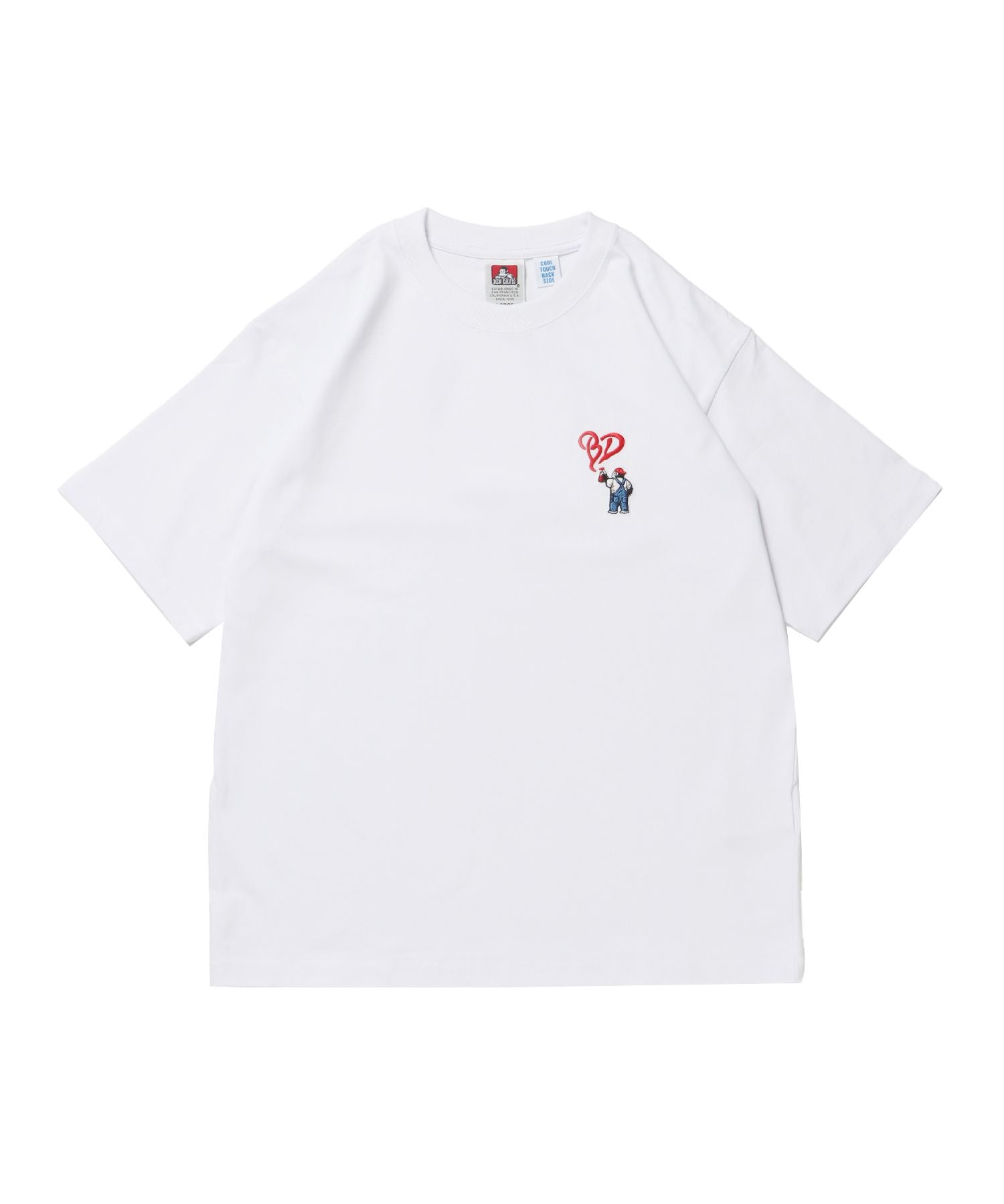 【BEN DAVIS(ベンデイビス)】GORILLA EMB COOL TEE / Tシャツ 接触冷感 半袖 クルーネック ワンポイント 刺繍 ワンポイント ホワイト