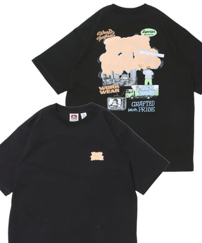 【BEN DAVIS(ベンデイビス)】OVERLAP COOL TEE / Tシャツ 接触冷感 半袖 クルーネック ワンポイント 刺繍 ワンポイント ブラック