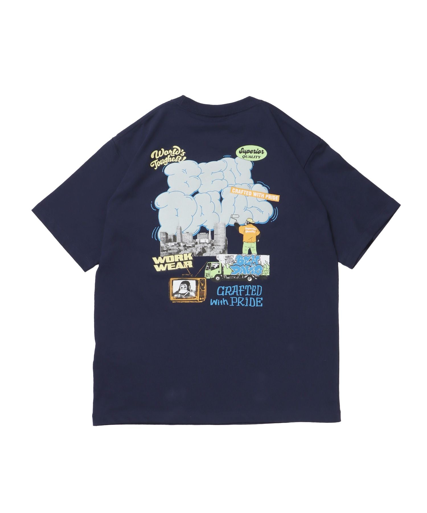 【BEN DAVIS(ベンデイビス)】OVERLAP COOL TEE ネイビー