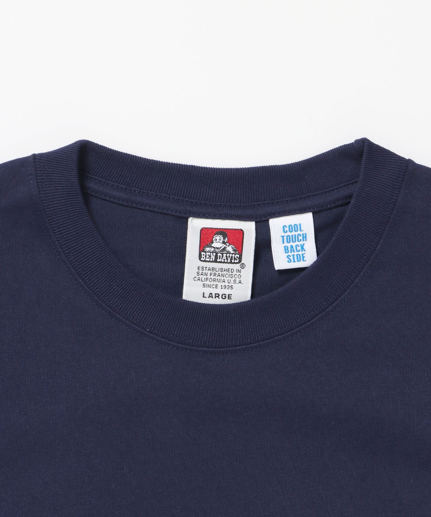 OVERLAP COOL TEE / Tシャツ 接触冷感 半袖 クルーネック ワンポイント 刺繍 ワンポイント ネイビー