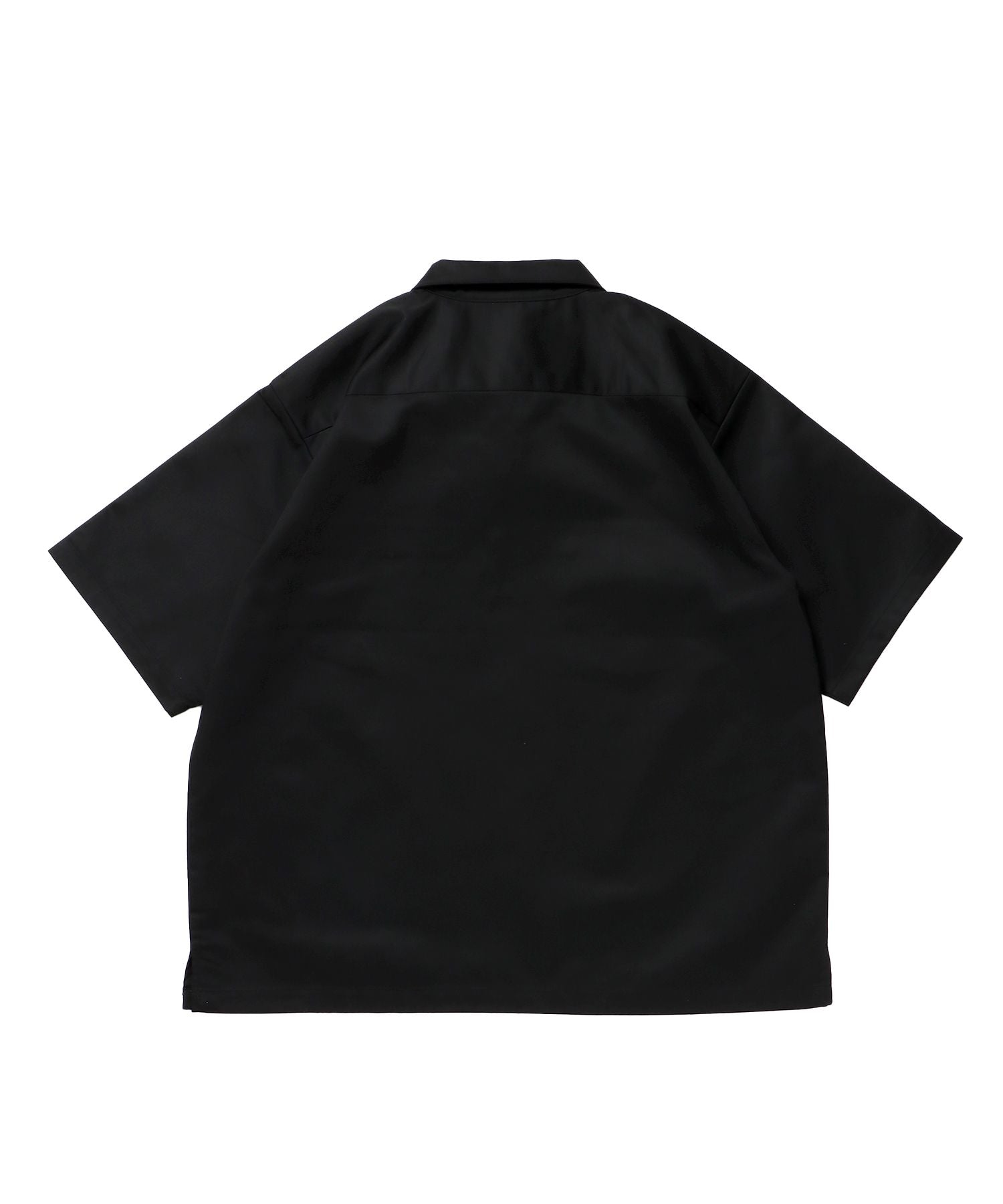 1/2ZIP S/S SHIRT / ハーフジップ シャツ 半袖 クルーネック ワンポイント ピス ワンポイント 【セットアップ着用可能】 ブラック