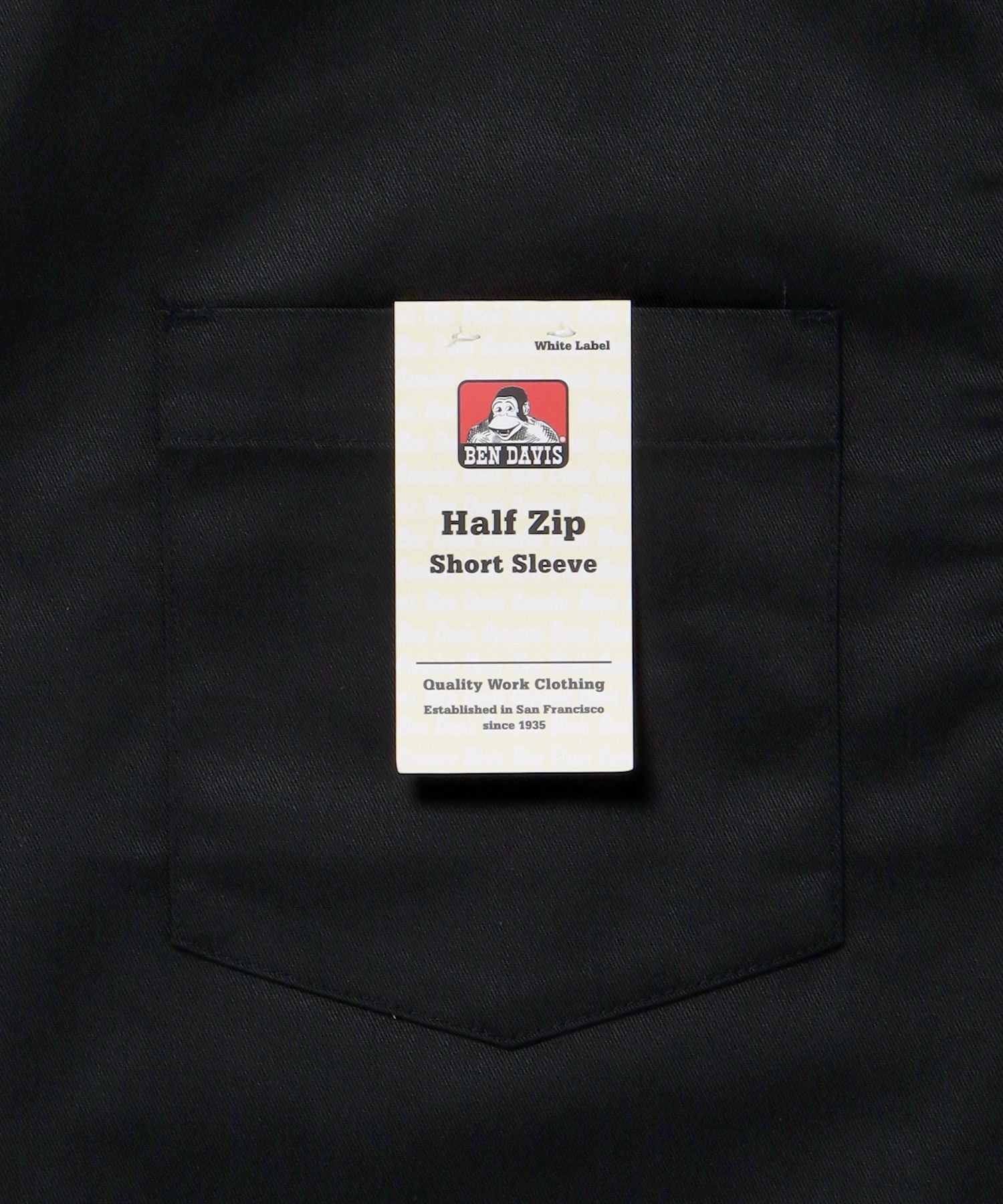 1/2ZIP S/S SHIRT / ハーフジップ シャツ 半袖 クルーネック ワンポイント ピス ワンポイント 【セットアップ着用可能】 ブラック