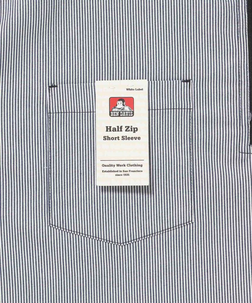 1/2ZIP S/S SHIRT / ハーフジップ シャツ 半袖 クルーネック ワンポイント ピス ワンポイント 【セットアップ着用可能】 ブルー