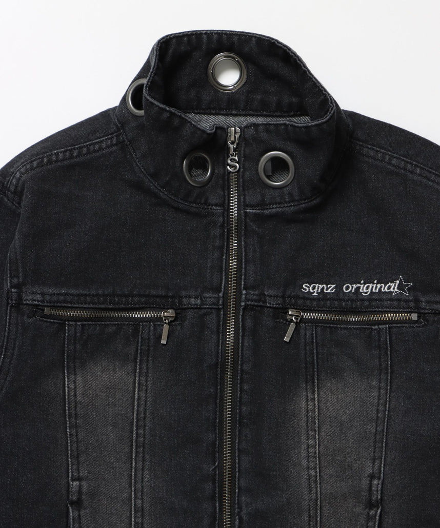 ※WEB限定 / ロールアップスタッズデニム / sqnz star roll-up denim ブラック