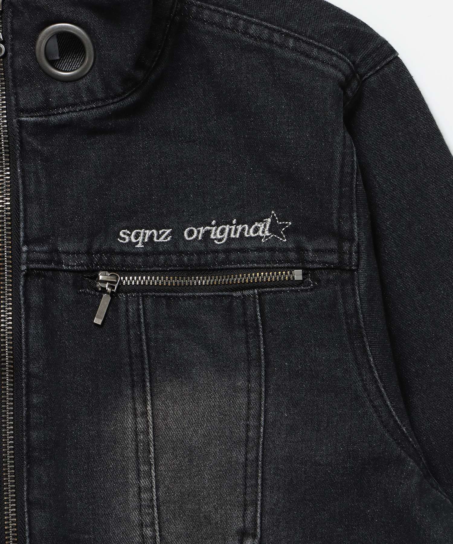 ※WEB限定 / ロールアップスタッズデニム / sqnz star roll-up denim ブラック