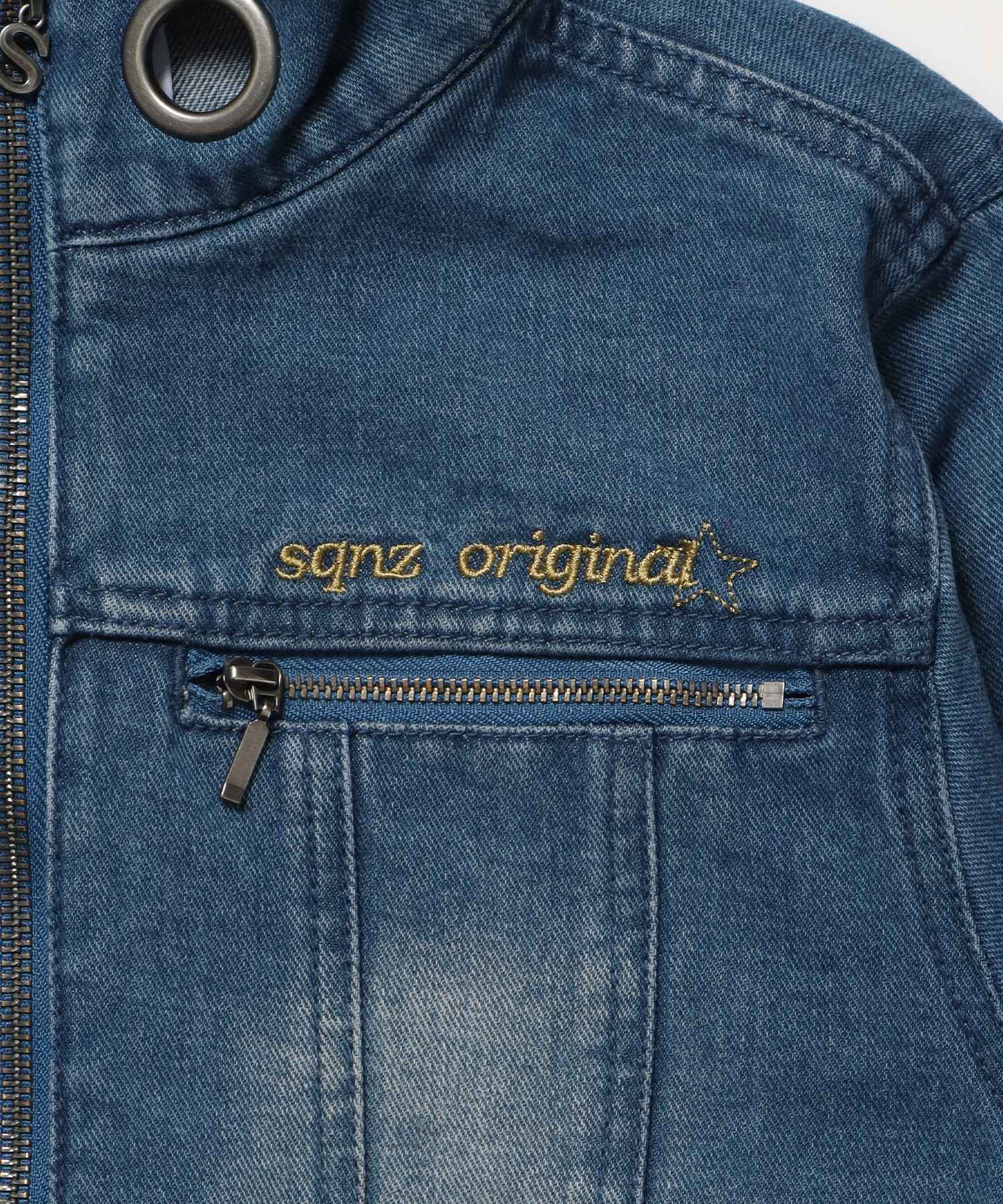 ※WEB限定 / ロールアップスタッズデニム / sqnz star roll-up denim ブルー