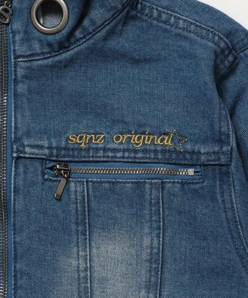※WEB限定 / ロールアップスタッズデニム / sqnz star roll-up denim ブルー