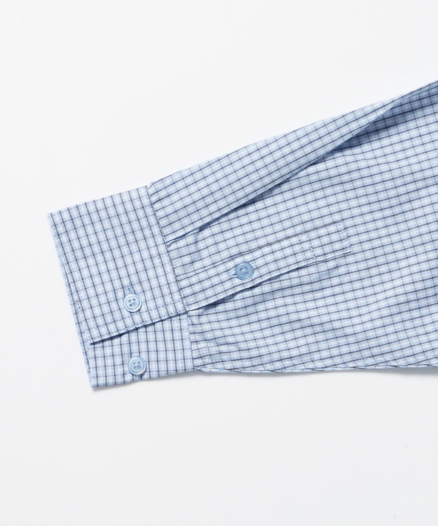 sqnz angel hooded l/s shirts / 長袖シャツ パーカー チェック フーディ ワンポイント シンプル ライトブルー