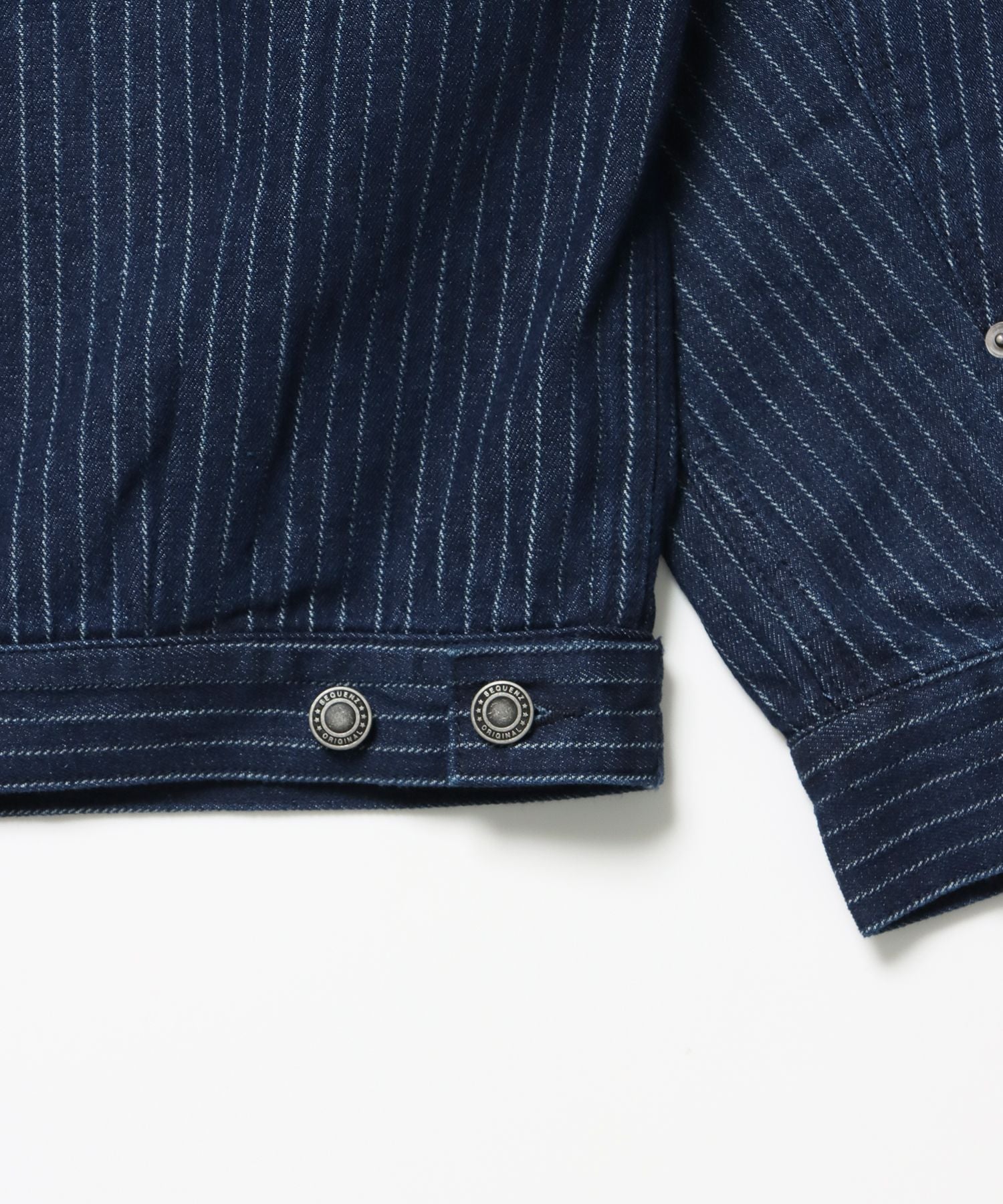 sqnz double pocket zip denim / デニム リジッド ジャケット 刺繍 レザーパッチ ダブルジップ 短丈 ネイビー