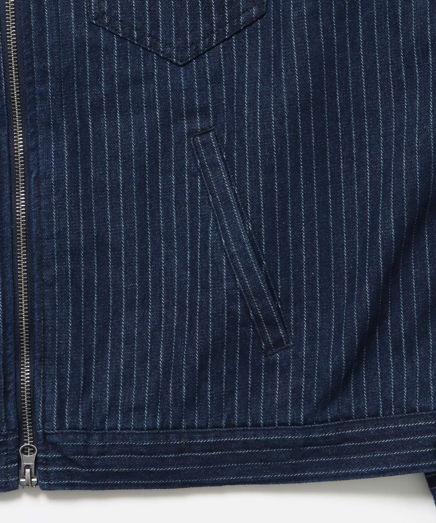 sqnz double pocket zip denim / デニム リジッド ジャケット 刺繍 レザーパッチ ダブルジップ 短丈 ネイビー