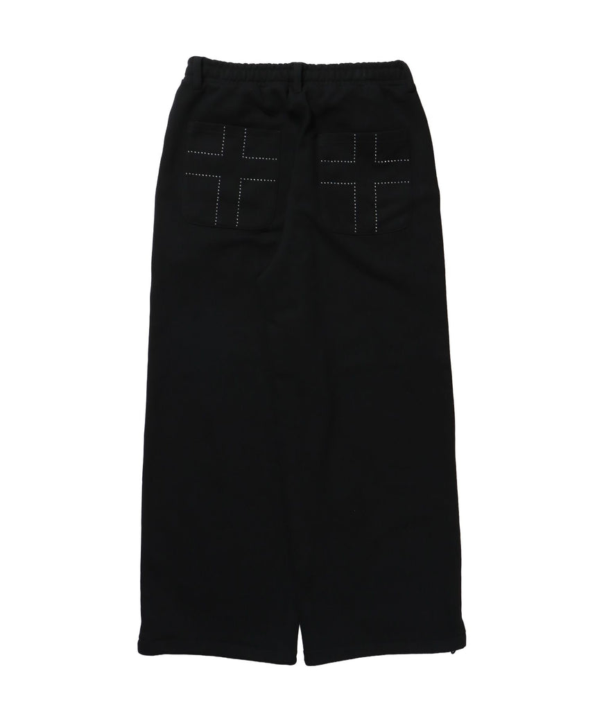 ※WEB限定 /レディースラインストーンスウェットパンツ / sqnz rhinestone & eyelet sweat pants ブラック