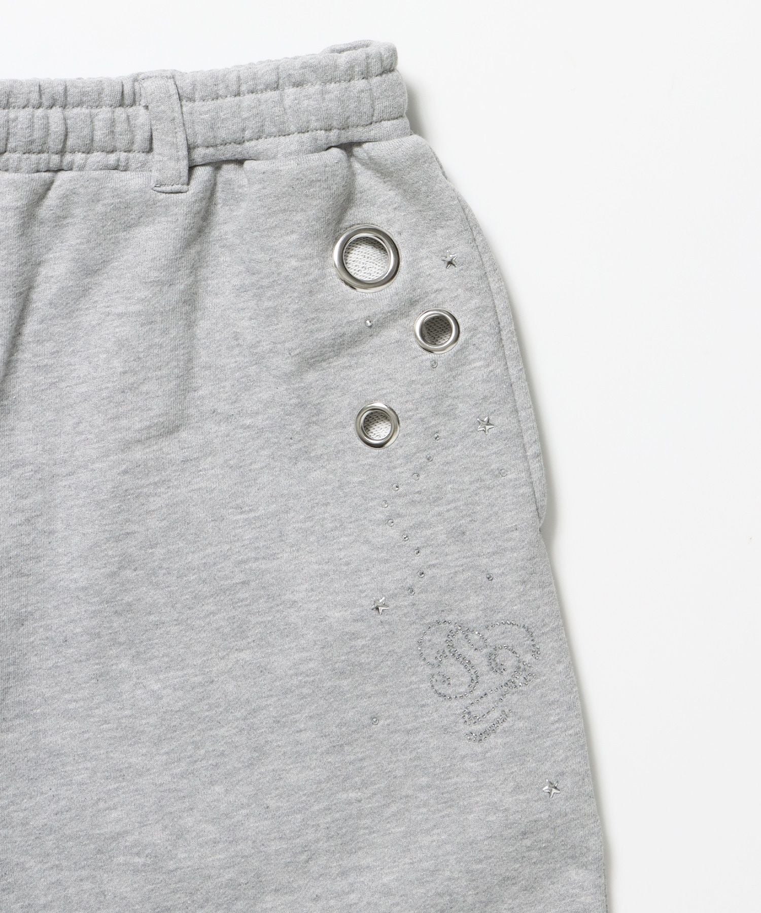 ※WEB限定 / レディースラインストーンスウェットパンツ / sqnz rhinestone & eyelet sweat pants グレー