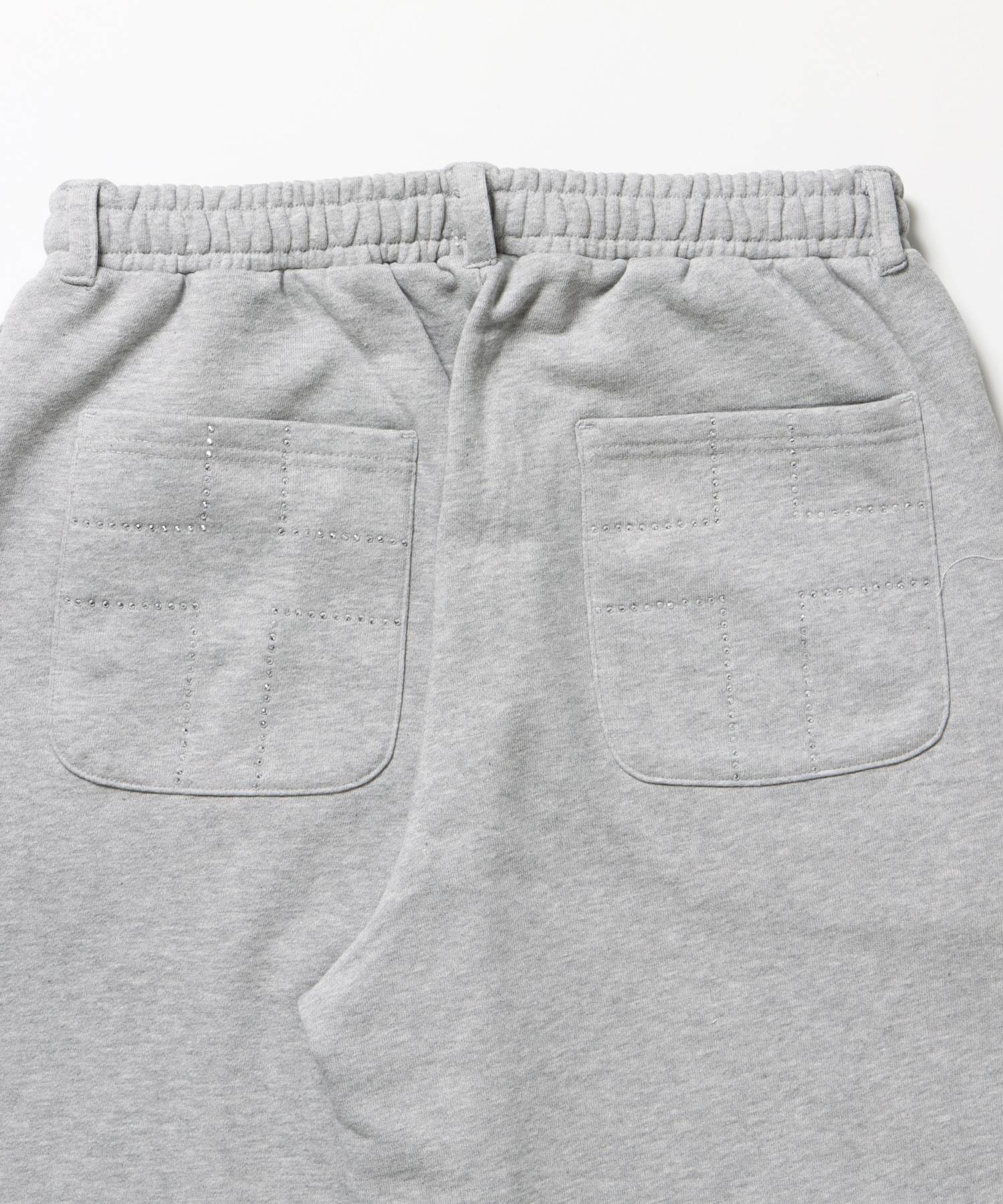 sqnz rhinestone & eyelet sweat pants / ラインストーン スウェットパンツ 裏毛 ハトメ ポケット 【セットアップ着用可能】 グレー