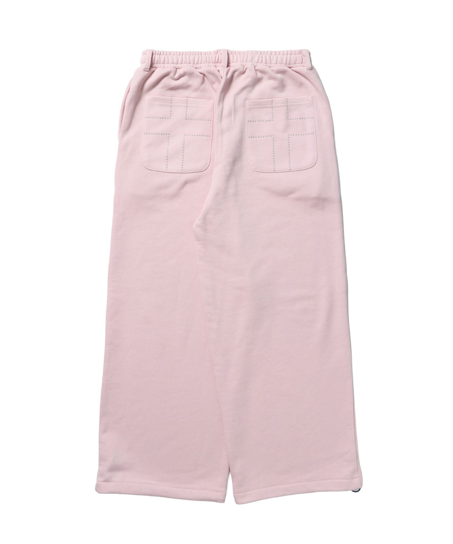 sqnz rhinestone & eyelet sweat pants / ラインストーン スウェットパンツ 裏毛 ハトメ ポケット 【セットアップ着用可能】 ライトピンク