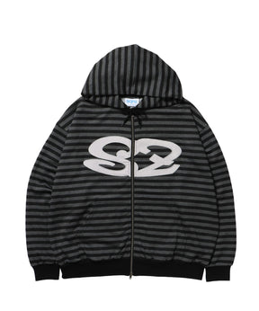 sqnz logo applique zip p/k / 裏毛 ダブルジップ ジップパーカー フーディ 星柄 ボーダー チェック 柄81