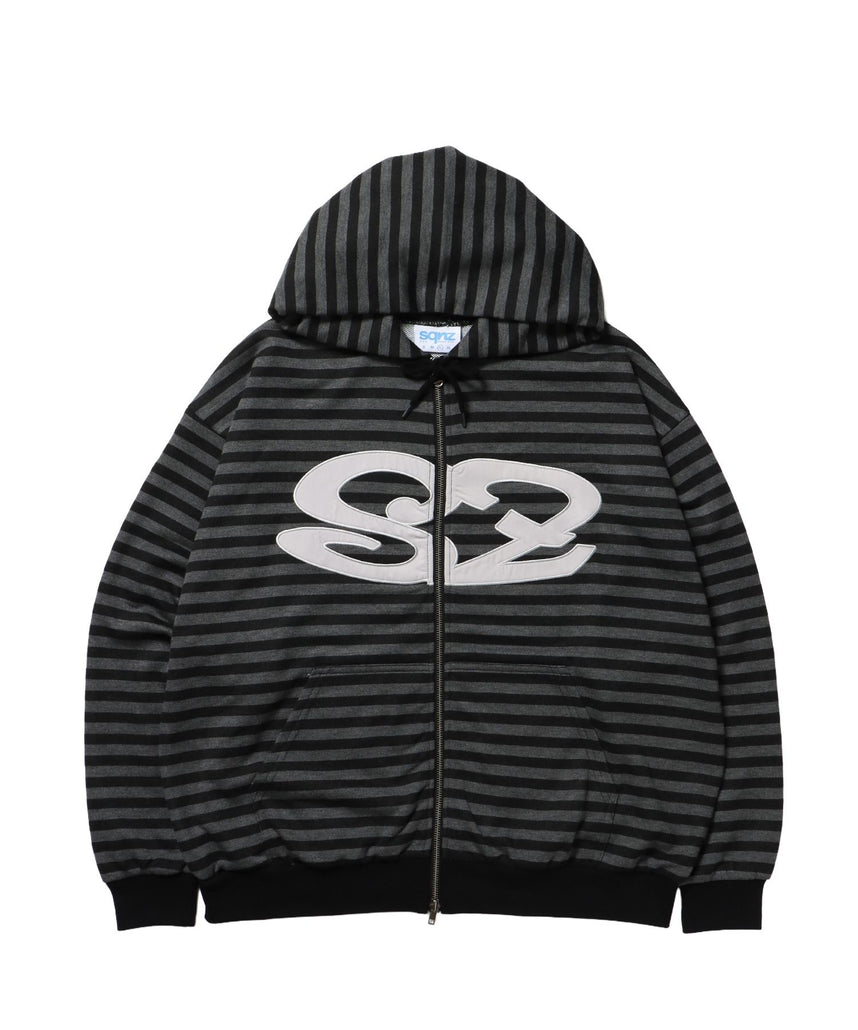 【sqnz(エスキュンズ)】sqnz logo applique zip p/k / 裏毛 ダブルジップ ジップパーカー フーディ 星柄 ボーダー チェック 柄81