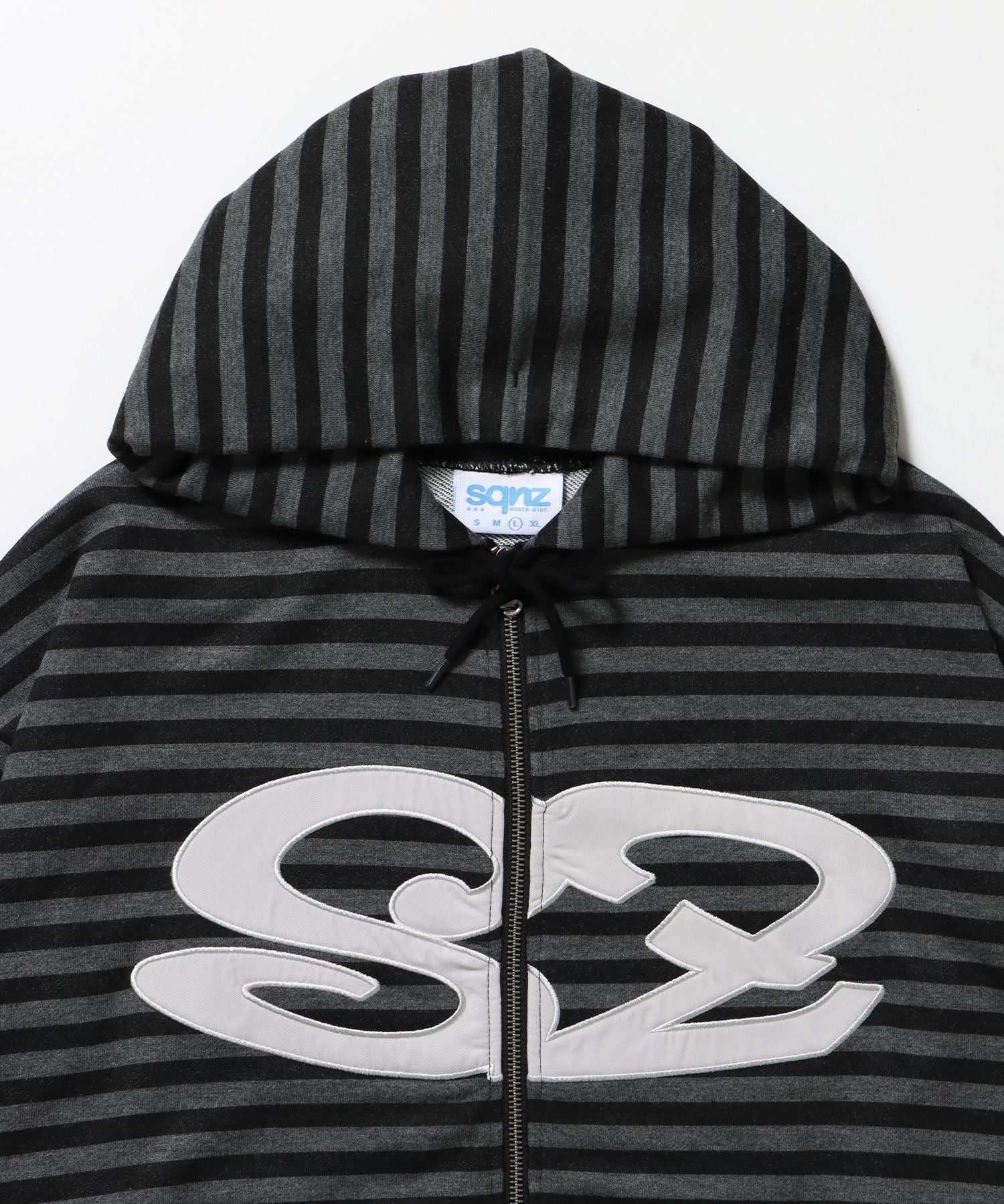 sqnz logo applique zip p/k / 裏毛 ダブルジップ ジップパーカー フーディ 星柄 ボーダー チェック 柄81