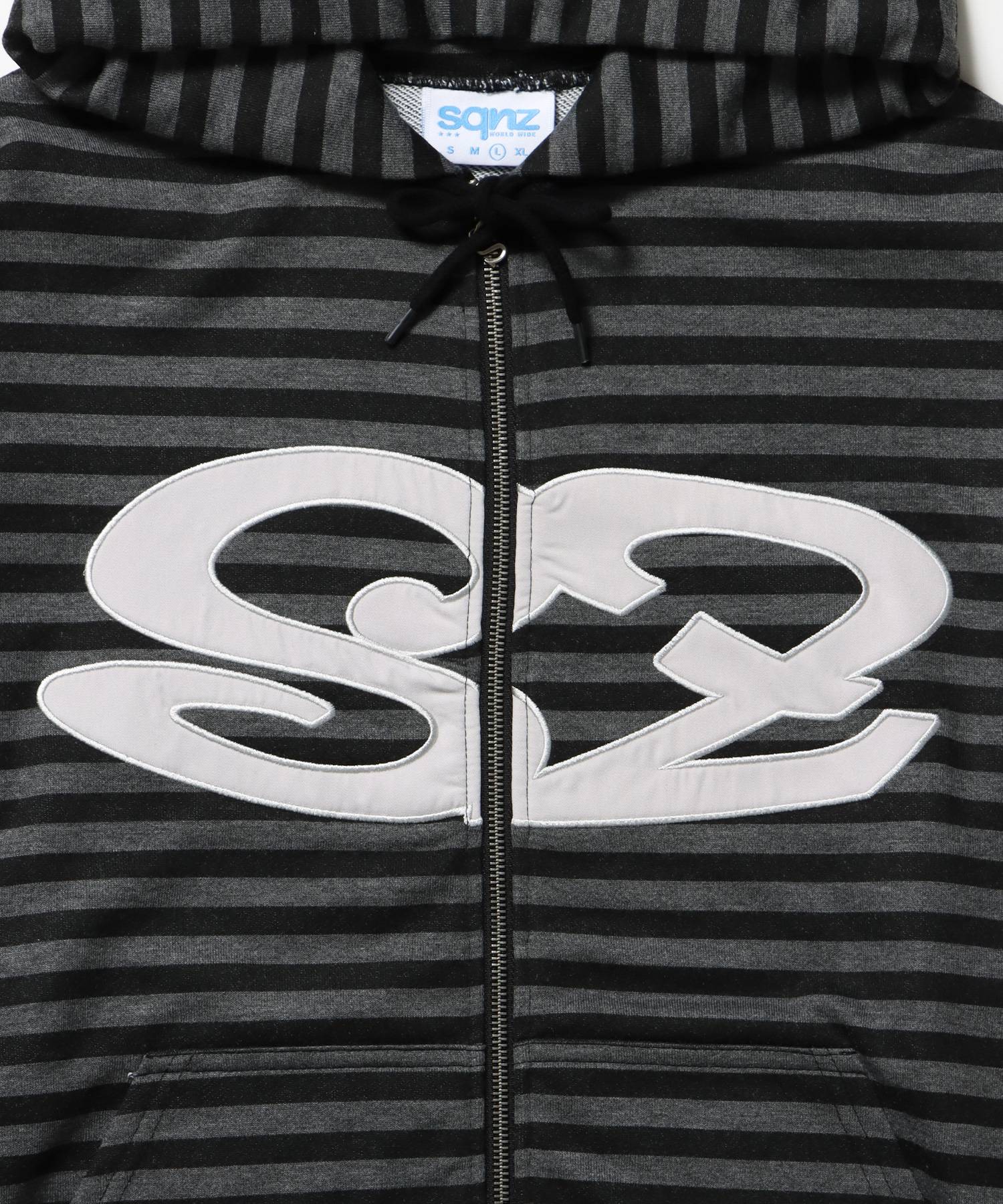 sqnz logo applique zip p/k / 裏毛 ダブルジップ ジップパーカー フーディ 星柄 ボーダー チェック 柄81